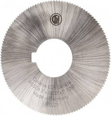 Controx - 3" Diam x 0.04" Blade Thickness x 1" Arbor Hole Diam, 128 Tooth Slitting and Slotting Saw - Arbor Connection, Right Hand, Uncoated, Cobalt, Concave Ground, Contains Keyway - Caliber Tooling