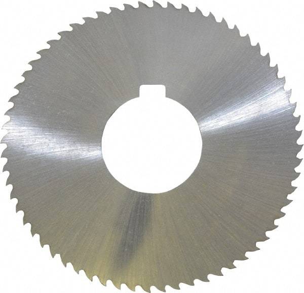 Controx - 3" Diam x 0.04" Blade Thickness x 1" Arbor Hole Diam, 64 Tooth Slitting and Slotting Saw - Arbor Connection, Right Hand, Uncoated, Cobalt, 15° Rake, Concave Ground, Contains Keyway - Caliber Tooling