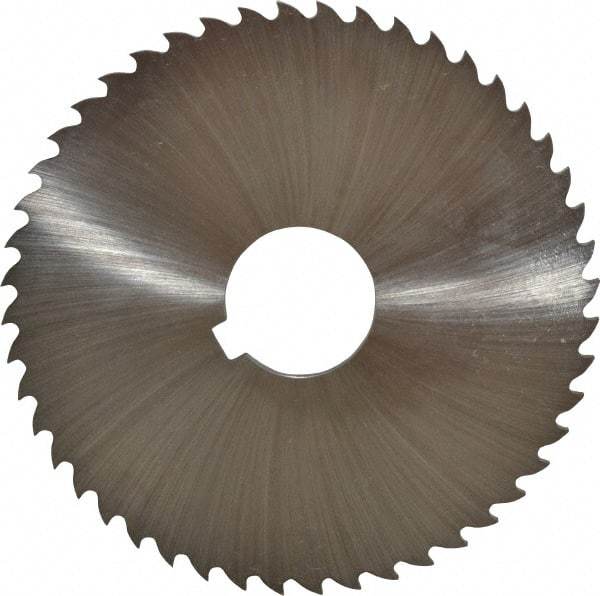 Controx - 4" Diam x 1/8" Blade Thickness x 1" Arbor Hole Diam, 48 Tooth Slitting and Slotting Saw - Arbor Connection, Right Hand, Uncoated, Cobalt, 15° Rake, Concave Ground, Contains Keyway - Caliber Tooling