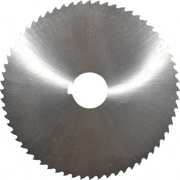 Controx - 5" Diam x 1/16" Blade Thickness x 1" Arbor Hole Diam, 64 Tooth Slitting and Slotting Saw - Arbor Connection, Right Hand, Uncoated, Cobalt, 15° Rake, Concave Ground, Contains Keyway - Caliber Tooling