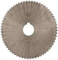 Controx - 5" Diam x 0.0781" Blade Thickness x 1" Arbor Hole Diam, 64 Tooth Slitting and Slotting Saw - Arbor Connection, Right Hand, Uncoated, Cobalt, 15° Rake, Concave Ground, Contains Keyway - Caliber Tooling