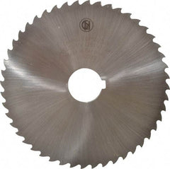 Controx - 5" Diam x 1/8" Blade Thickness x 1" Arbor Hole Diam, 48 Tooth Slitting and Slotting Saw - Arbor Connection, Right Hand, Uncoated, Cobalt, 15° Rake, Concave Ground, Contains Keyway - Caliber Tooling