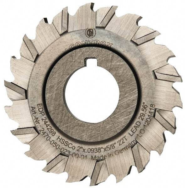 Controx - 2" Blade Diam x x 0.0938" Blade Thickness, 5/8" Hole, 22 Teeth, Cobalt Side Chip Saw - Staggered Tooth, Arbor Connection, Right Hand Cut, Uncoated, with Keyway - Caliber Tooling