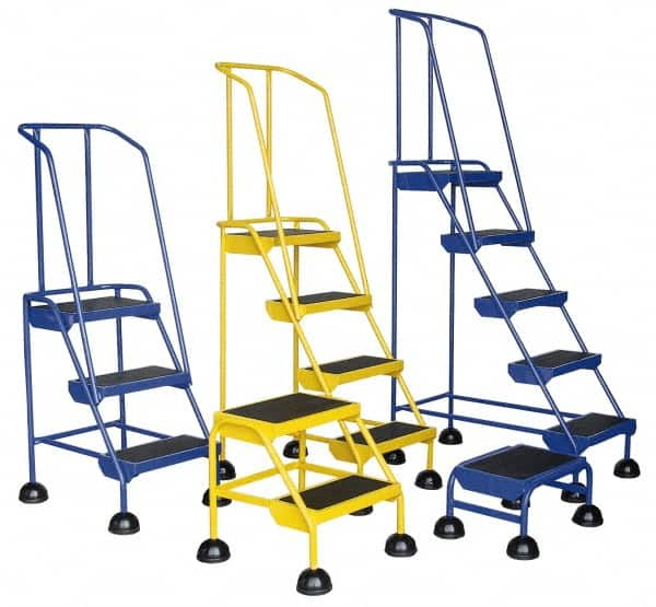 Vestil - 76" 5 Step Ladder - 300 Lb Capacity, 48" Platform Height, 22" Base Width x 40" Base Depth, Rubber Matted - Caliber Tooling