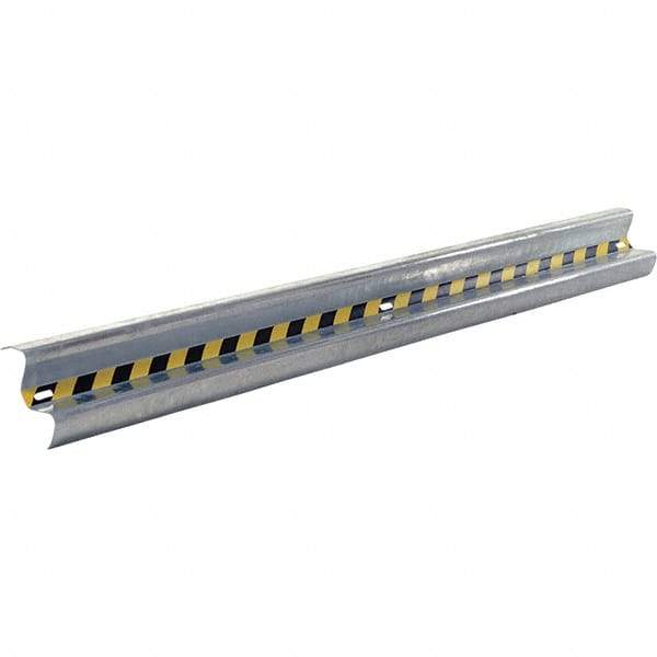 Vestil - 10' Long x 12" High, Gray with Black & Yellow Caution Tape Steel Straight Heavy Duty Guard Rail - 3 Rails Accommodated, 3-1/4" Deep, 76 Lb - Caliber Tooling