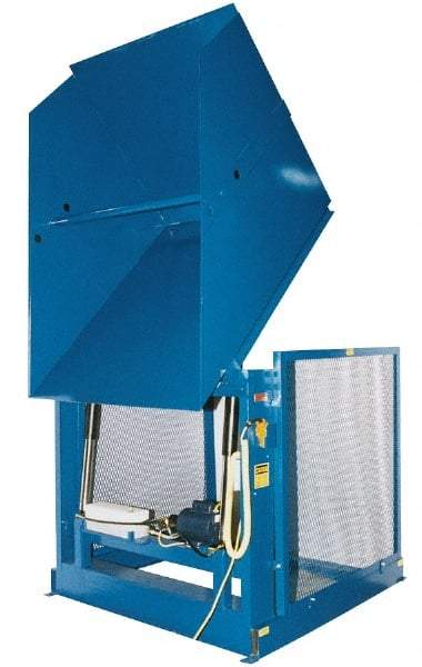 Vestil - 6,000 Lb Load Capacity, Steel Box Dumper - 68" Wide x 68" Long x 53-1/2" High, Blue - Caliber Tooling