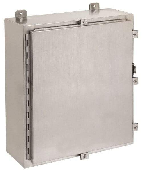 Cooper B-Line - Stainless Steel Standard Enclosure Hinge Flat Cover - NEMA 4, 12, 13, 4X, 12" Wide x 16" High x 8" Deep, Corrosion Resistant, Rainproof & Watertight - Caliber Tooling