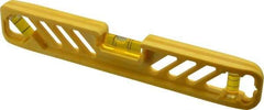 Empire Level - Magnetic 9" Long 3 Vial Torpedo Level - Polycast, Yellow, 1 45°, 1 Level & 1 Plumb Vials - Caliber Tooling