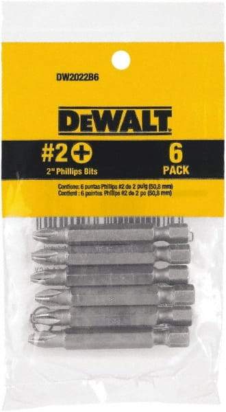 DeWALT - #2 Phillips Screwdriver Bit - 1/4" Drive, 2" OAL - Caliber Tooling