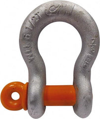 CM - 3/8" Nominal Chain Size, 1 Ton Carbon Steel Screw Anchor Shackle - 17/32" Diam, 7/16" Pin Diam, 21/32" Wide Inside Jaw, 15/16" Inside Width - Caliber Tooling