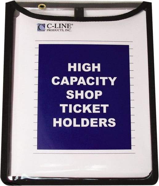 C-LINE - 15 Piece Clear High Capacity with Gussett Stitched Shop Ticket Holder - 12" High x 9" Wide - Caliber Tooling