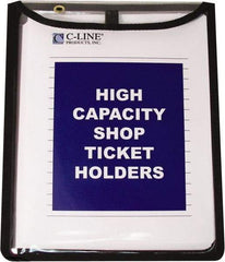 C-LINE - 15 Piece Clear High Capacity with Gussett Stitched Shop Ticket Holder - 12" High x 9" Wide - Caliber Tooling