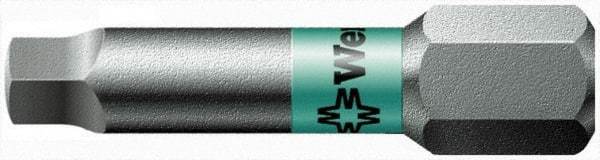 Wera - #1" Square Size Square Recess Bit - 1/4" Hex Drive, 1" OAL - Caliber Tooling