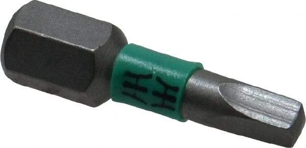 Wera - #2" Square Size Square Recess Bit - 1/4" Hex Drive, 1" OAL - Caliber Tooling