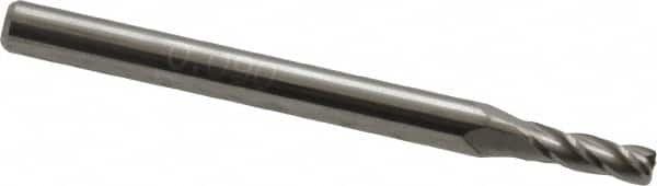 Accupro - 3/32", 4 Flute, Single End, Solid Carbide, 0.01" Corner Radius End Mill - 1-1/2" OAL, 30° Helix, Right Hand Flute, 0.279" LOC, Right Hand Cut - Caliber Tooling