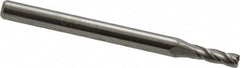 Accupro - 3/32", 4 Flute, Single End, Solid Carbide, 0.005" Corner Radius End Mill - 1-1/2" OAL, 30° Helix, Right Hand Flute, 0.279" LOC, Right Hand Cut - Caliber Tooling