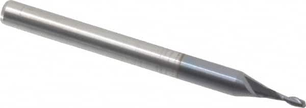 Accupro - 0.045", 2 Flute, Single End, Solid Carbide, 0.01" Corner Radius End Mill - 1-1/2" OAL, 30° Helix, Right Hand Flute, 0.14" LOC, Right Hand Cut - Caliber Tooling