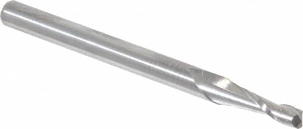 Accupro - 3/32", 2 Flute, Single End, Solid Carbide, 0.03" Corner Radius End Mill - 1-1/2" OAL, 30° Helix, Right Hand Flute, 0.279" LOC, Right Hand Cut - Caliber Tooling