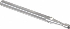 Accupro - 0.09", 2 Flute, Single End, Solid Carbide, 0.01" Corner Radius End Mill - 1-1/2" OAL, 30° Helix, Right Hand Flute, 0.27" LOC, Right Hand Cut - Caliber Tooling