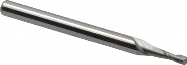 Accupro - 0.07", 2 Flute, Single End, Solid Carbide, 0.01" Corner Radius End Mill - 1-1/2" OAL, 30° Helix, Right Hand Flute, 0.21" LOC, Right Hand Cut - Caliber Tooling