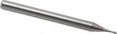 Accupro - 0.03", 2 Flute, Single End, Solid Carbide, 0.01" Corner Radius End Mill - 1-1/2" OAL, 30° Helix, Right Hand Flute, 0.09" LOC, Right Hand Cut - Caliber Tooling