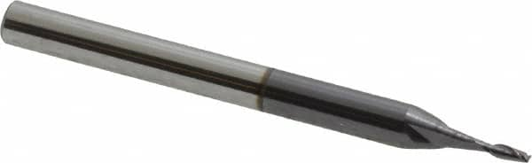 Accupro - 0.04", 2 Flute, Single End, Solid Carbide, 0.005" Corner Radius End Mill - 1-1/2" OAL, 30° Helix, Right Hand Flute, 0.12" LOC, Right Hand Cut - Caliber Tooling