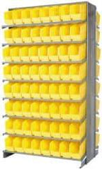 Quantum Storage - 128 Bin Store-More Sloped Shelving System - 36 Inch Overall Width x 24 Inch Overall Depth x 63-1/2 Inch Overall Height, Yellow Polypropylene Bins - Caliber Tooling