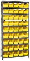 Quantum Storage - 45 Bin Store-More Shelf Bin System - 36 Inch Overall Width x 12 Inch Overall Depth x 75 Inch Overall Height, Yellow Polypropylene Bins - Caliber Tooling