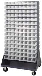 Quantum Storage - 240 Bin Mobile Louvered Rack with Ultra Bins - 36 Inch Overall Width x 25 Inch Overall Depth x 72 Inch Overall Height, Clear Tri-Clear Polypropylene Bins - Caliber Tooling