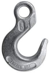 CM - Chain Grade 100, 8,800 Lbs. Load Limit Eye Sling Hook - 1.44 Inch Hook Throat, 4.78 Inch Reach, 0.94 Inch Eye Inside Diameter, 3/8 Inch Chain Diameter, 6.64 Inch Overall Length, 0.56 Inch Eye Thickness - Caliber Tooling