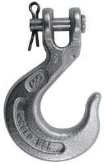 CM - 1/4 Inch Chain Diameter, Grade 43 Clevis Hook - 2,600 Lbs. Load Capacity, 0.36 Inch Inside Diameter, 0.31 Inch Pin Diameter, 0.72 Inch Hook Throat, 2.27 Inch Overall Length, 2.33 Inch Hook Width - Caliber Tooling