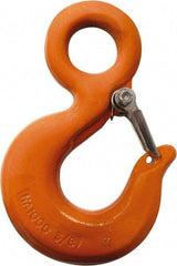 CM - Chain Grade 100, 4,300 Lbs. Load Limit Eye Rigging Hook with Latch - 0.97 Inch Hook Throat, 3.66 Inch Reach, 0.88 Inch Eye Inside Diameter, 9/32 Inch Chain Diameter, 5.04 Inch Overall Length, 0.44 Inch Eye Thickness - Caliber Tooling