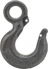 CM - Chain Grade 100, 8,800 Lbs. Load Limit Eye Rigging Hook - 1.19 Inch Hook Throat, 4.67 Inch Reach, 1-1/4 Inch Eye Inside Diameter, 3/8 Inch Chain Diameter, 6.55 Inch Overall Length, 0.63 Inch Eye Thickness - Caliber Tooling