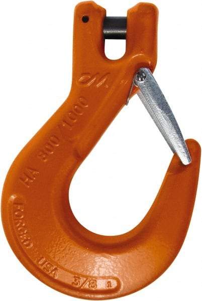 CM - 3/8 Inch Chain Diameter, Grade 100 Clevis Hook - 8,800 Lbs. Load Capacity, 0.47 Inch Inside Diameter, 0.51 Inch Pin Diameter, 1.06 Inch Hook Throat, 6.53 Inch Overall Length, 4.38 Inch Hook Width - Caliber Tooling