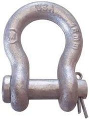 CM - 1/2" Nominal Chain Size, 3.3 Ton Alloy Steel Round Anchor Shackle - 23/32" Diam, 5/8" Pin Diam, 13/16" Wide Inside Jaw, 1-5/32" Inside Width - Caliber Tooling