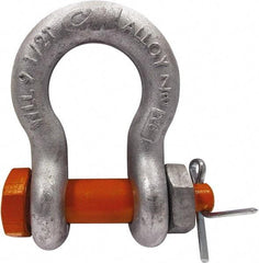 CM - 1/2" Nominal Chain Size, 2 Ton Carbon Steel Bolt Anchor Shackle - 23/32" Diam, 5/8" Pin Diam, 13/16" Wide Inside Jaw, 1-5/32" Inside Width - Caliber Tooling