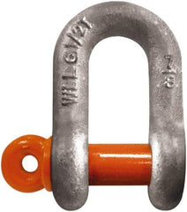 CM - 1/4" Nominal Chain Size, 0.5 Ton Carbon Steel Screw Chain Shackle - 13/32" Diam, 9/32" Pin Diam, 15/32" Wide Inside Jaw, 15/32" Inside Width - Caliber Tooling