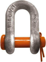 CM - 1/2" Nominal Chain Size, 2 Ton Carbon Steel Round Chain Shackle - 23/32" Diam, 5/8" Pin Diam, 13/16" Wide Inside Jaw, 13/16" Inside Width - Caliber Tooling