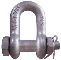 CM - 1/2" Nominal Chain Size, 2 Ton Carbon Steel Bolt Chain Shackle - 23/32" Diam, 5/8" Pin Diam, 13/16" Wide Inside Jaw, 13/16" Inside Width - Caliber Tooling