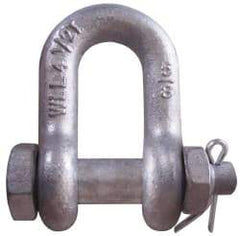 CM - 1/2" Nominal Chain Size, 2 Ton Carbon Steel Bolt Chain Shackle - 23/32" Diam, 5/8" Pin Diam, 13/16" Wide Inside Jaw, 13/16" Inside Width - Caliber Tooling