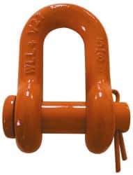 CM - 5/8" Nominal Chain Size, 4.5 Ton Carbon Steel Round Chain Shackle - 27/32" Diam, 3/4" Pin Diam, 1-1/16" Wide Inside Jaw, 1-1/16" Inside Width - Caliber Tooling