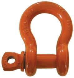 CM - 1/2" Nominal Chain Size, 3 Ton Carbon Steel Screw Anchor Shackle - 23/32" Diam, 5/8" Pin Diam, 13/16" Wide Inside Jaw, 1-5/32" Inside Width - Caliber Tooling