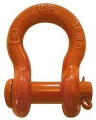 CM - 5/8" Nominal Chain Size, 4.5 Ton Carbon Steel Round Anchor Shackle - 27/32" Diam, 3/4" Pin Diam, 1-1/16" Wide Inside Jaw, 1-1/2" Inside Width - Caliber Tooling