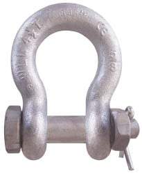 CM - 5/16" Nominal Chain Size, 1 Ton Carbon Steel Bolt Anchor Shackle - 15/32" Diam, 3/8" Pin Diam, 17/32" Wide Inside Jaw, 25/32" Inside Width - Caliber Tooling