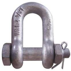 CM - 1/2" Nominal Chain Size, 3 Ton Carbon Steel Bolt Chain Shackle - 23/32" Diam, 5/8" Pin Diam, 13/16" Wide Inside Jaw, 13/16" Inside Width - Caliber Tooling