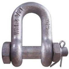 CM - 5/16" Nominal Chain Size, 1 Ton Carbon Steel Bolt Chain Shackle - 15/32" Diam, 3/8" Pin Diam, 17/32" Wide Inside Jaw, 17/32" Inside Width - Caliber Tooling