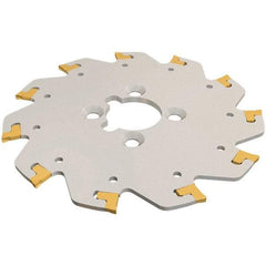 Iscar - Arbor Hole Connection, 1/16" Cutting Width, 0.709" Depth of Cut, 3" Cutter Diam, 1" Hole Diam, 8 Tooth Indexable Slotting Cutter - TGSF Toolholder, TAG N-A, TAG N-C/W/M, TAG N-J/JS/JT, TAG N-LF, TAG N-MF, TAG N-UT Insert - Caliber Tooling