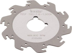 Iscar - Arbor Hole Connection, 1/16" Cutting Width, 1.181" Depth of Cut, 3-15/16" Cutter Diam, 1" Hole Diam, 10 Tooth Indexable Slotting Cutter - TGSF Toolholder, TAG N-A, TAG N-C/W/M, TAG N-J/JS/JT, TAG N-LF, TAG N-MF, TAG N-UT Insert - Caliber Tooling