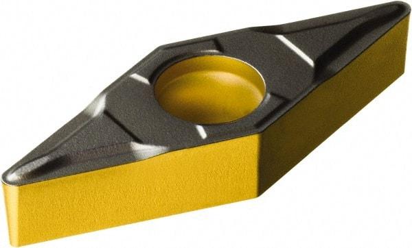 Sandvik Coromant - VBMT221 PF Grade 4315 Carbide Turning Insert - TiCN/AI2O3/TiN Finish, 35° Diamond, 1/4" Inscr Circle, 1/8" Thick, 1/64" Corner Radius - Caliber Tooling