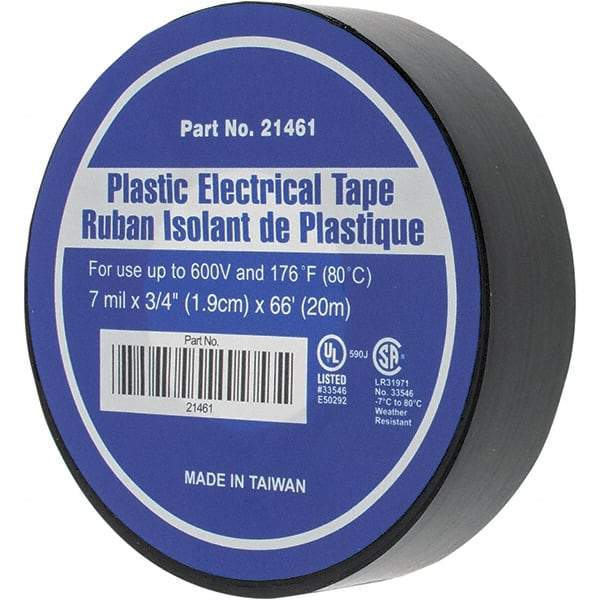 Value Collection - 3/4" x 66', Black Vinyl Electrical Tape - 7 mil Thick - Caliber Tooling